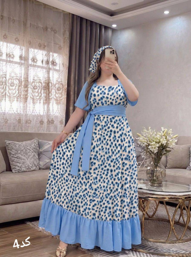 پیراهن نخی ست با مینی اسکارف