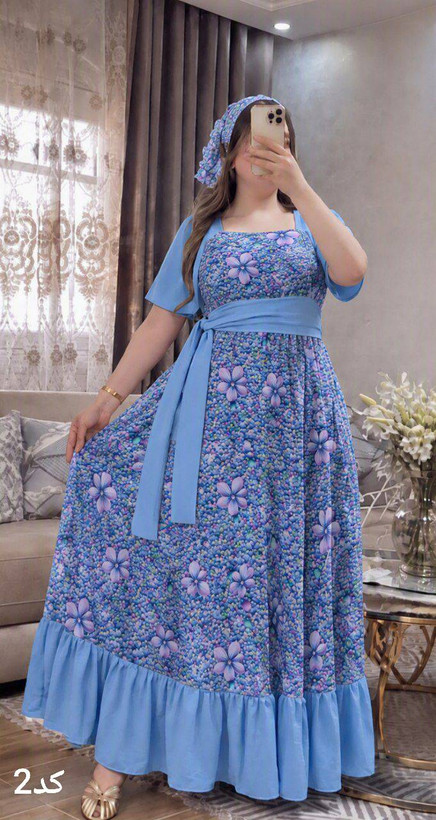 پیراهن نخی ست با مینی اسکارف